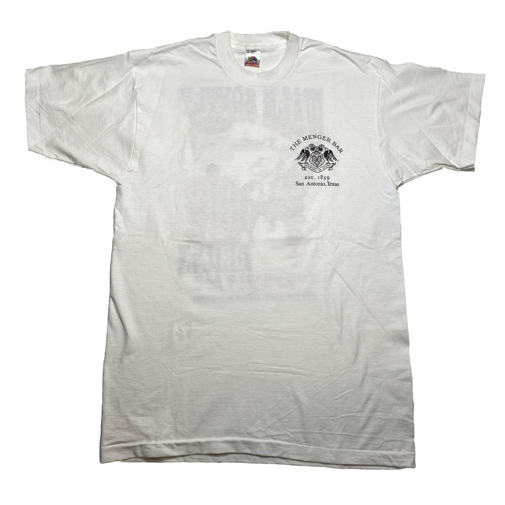 The Menger Bar Texas Men's Large Vintage T-Shirt White Roosevelt Single Stitch